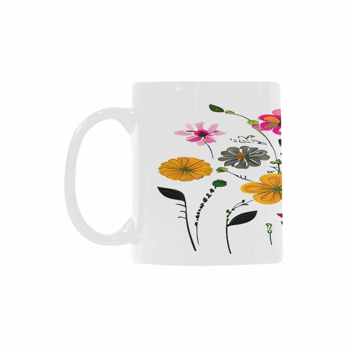 USA made Quality Mug, coffee mug, tea cup, Bright florals, Set 2, design 77