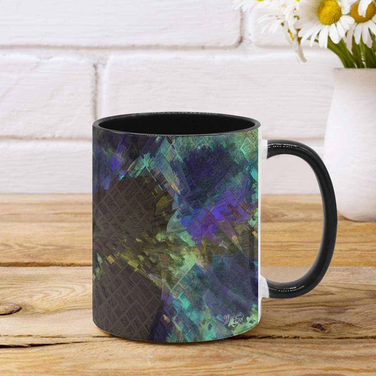 Coffee Mug, tea cup, black core, abstract, design 143