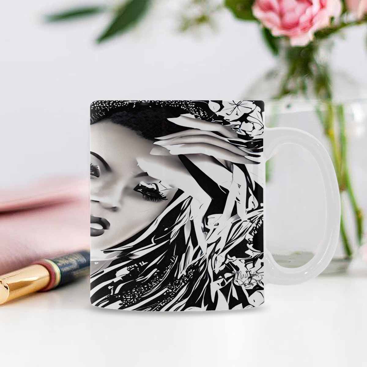 USA, Color Coffee Mug, tea cup, caucasian Face, design 18