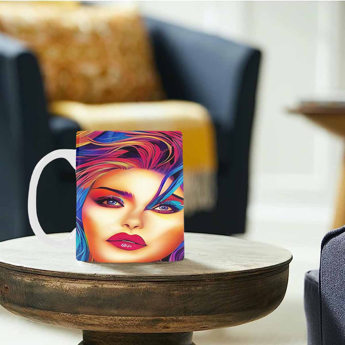 Coffee Mug, tea cup,caucasian Face, design 33