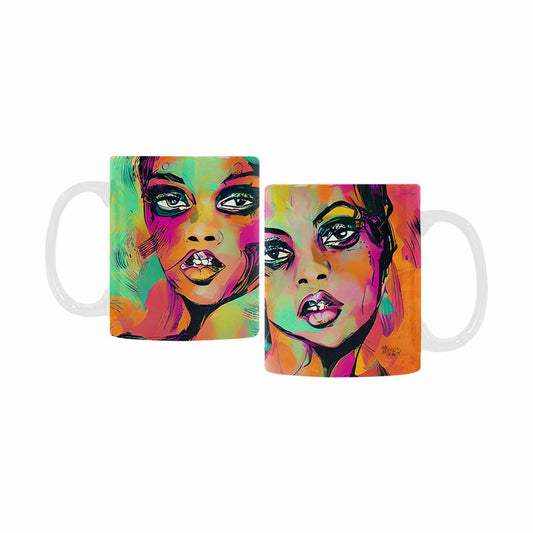 USA, Color Coffee Mug, tea cup, caucasian Face, design 53