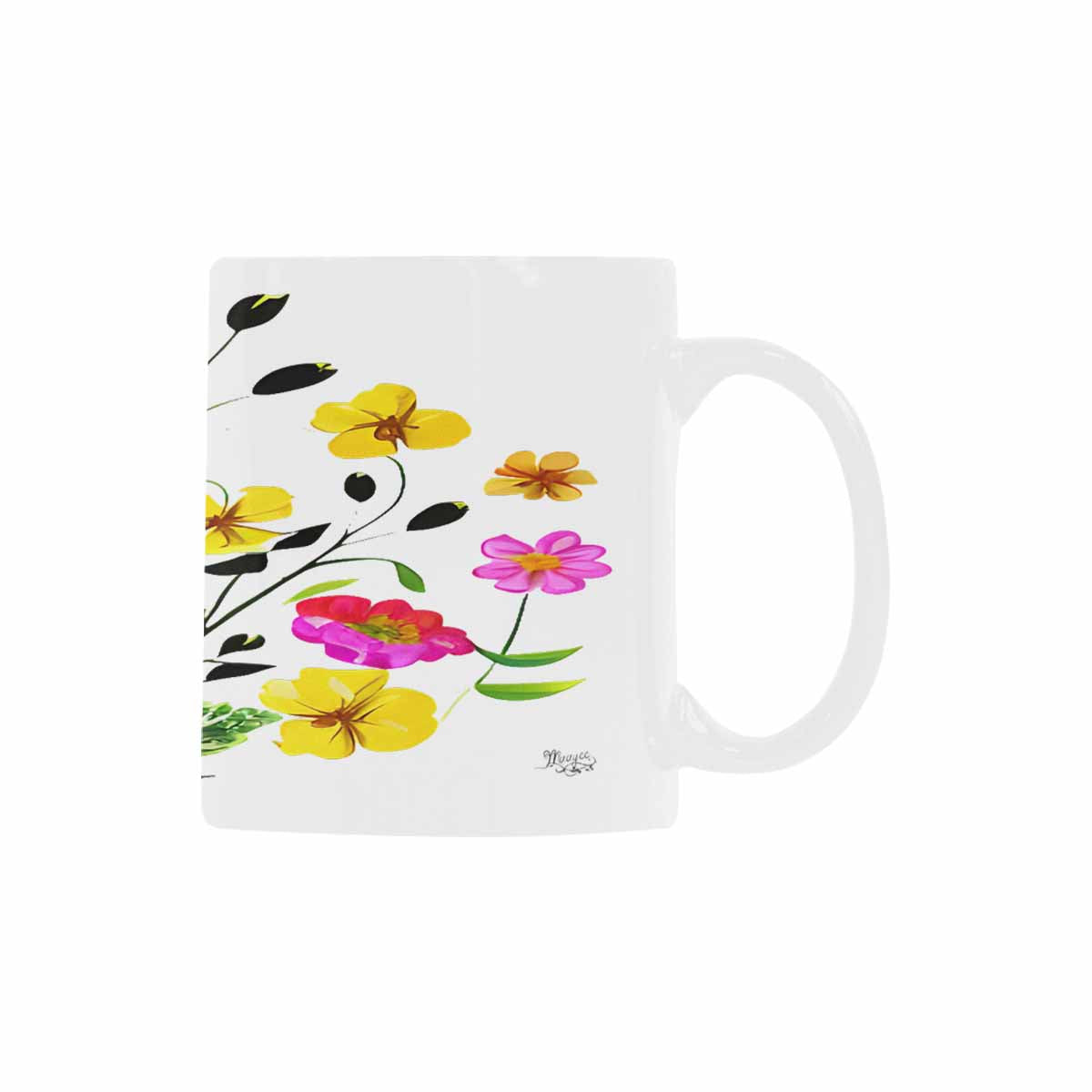 USA made Quality Mug, coffee mug, tea cup, Bright florals, Set 2, design 88