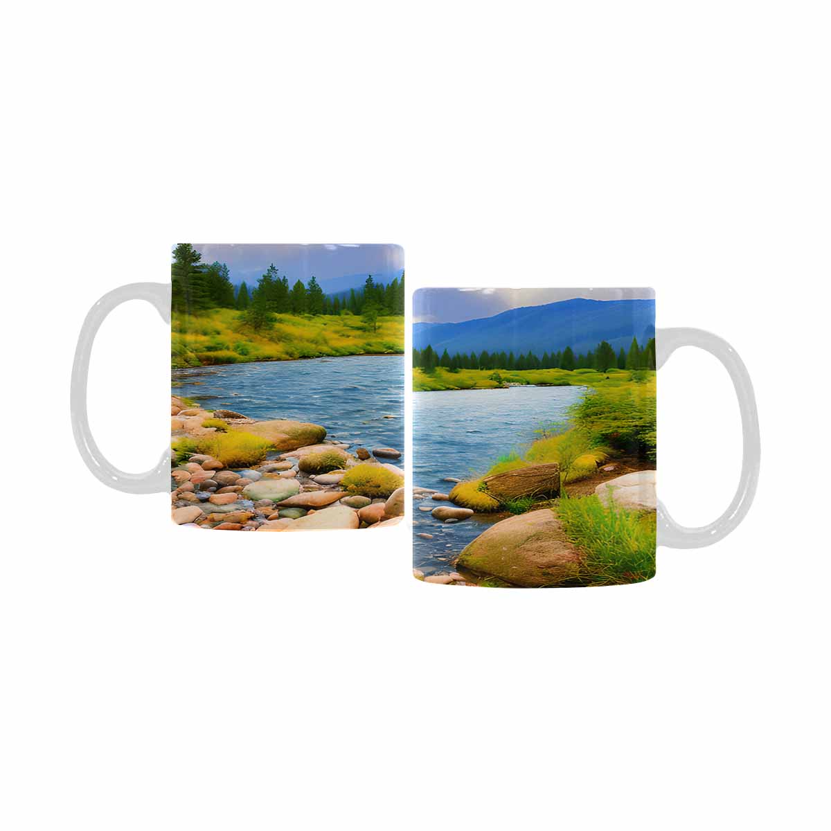 Rivers & Mountains Landscape mugs, set 1 design 7