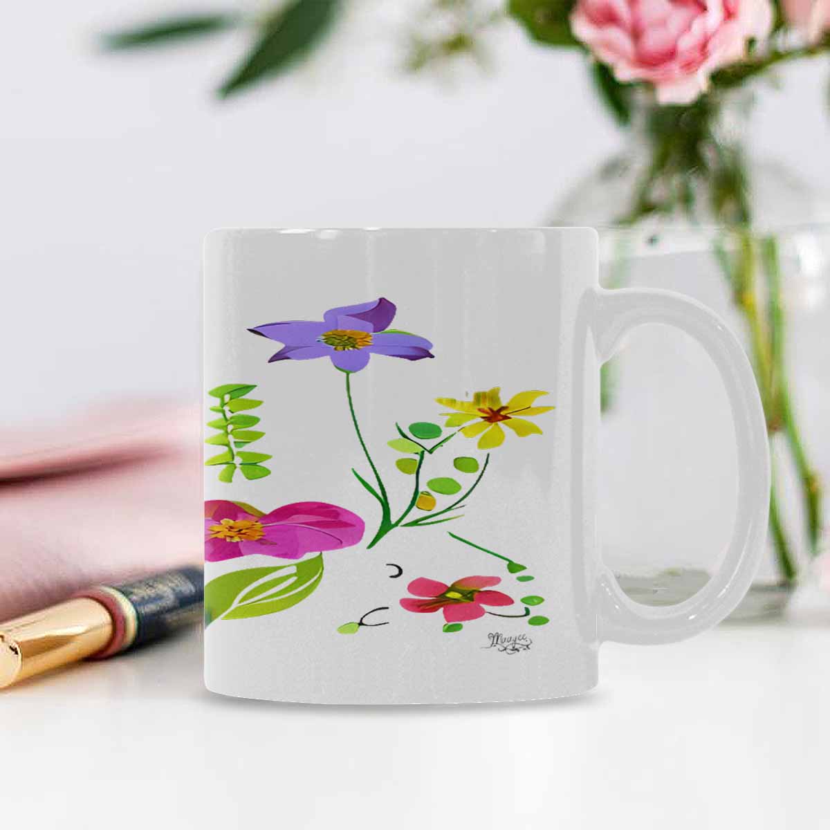 Quality Mug, coffee mug, tea cup, Bright florals, Set 2, design 89