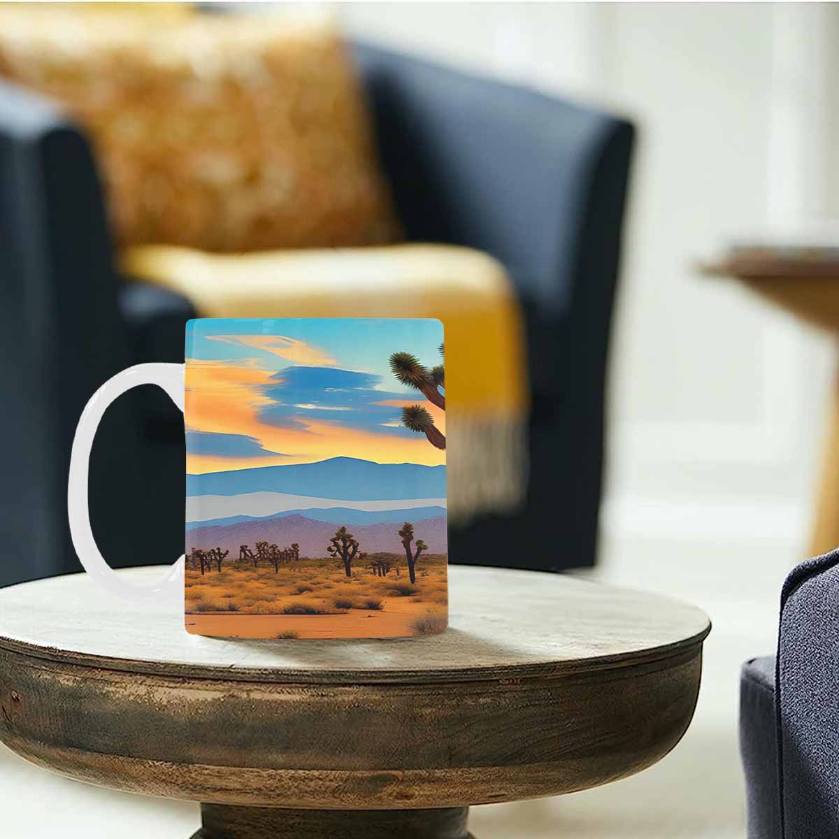 Coffee Mug, tea cup, desert scene, design 3