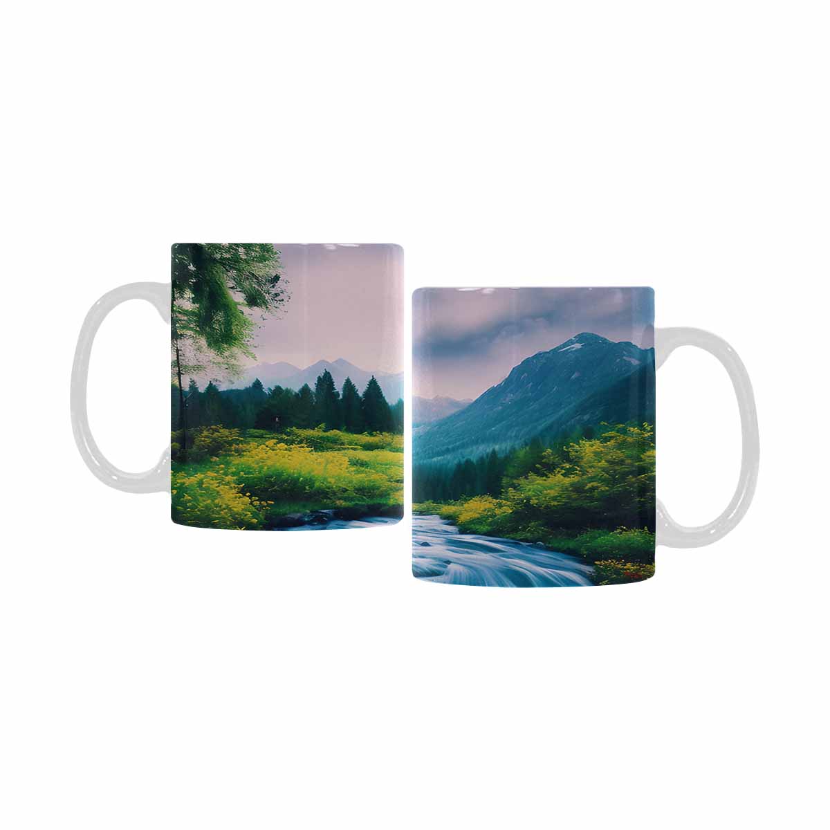 Rivers & Mountains Landscape mugs, set 1 design 28