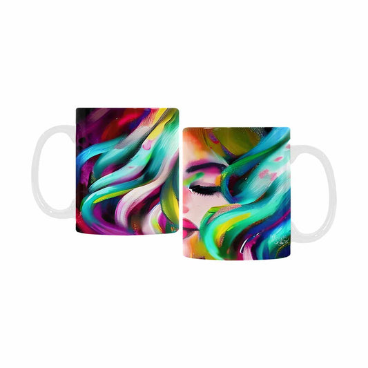 USA, Color Coffee Mug, tea cup, caucasian Face, design 21