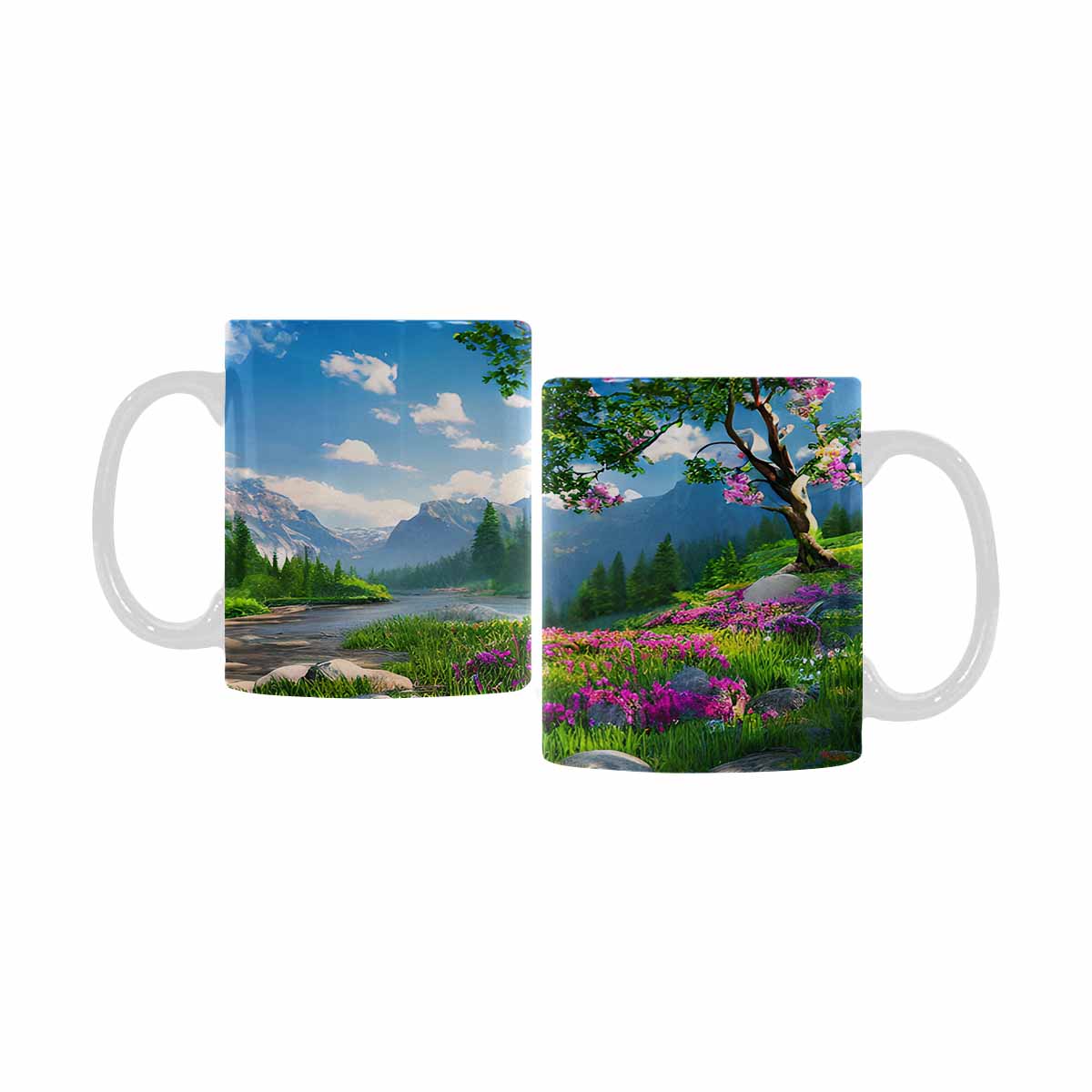 Rivers & Mountains Landscape mugs, set 1 design 9