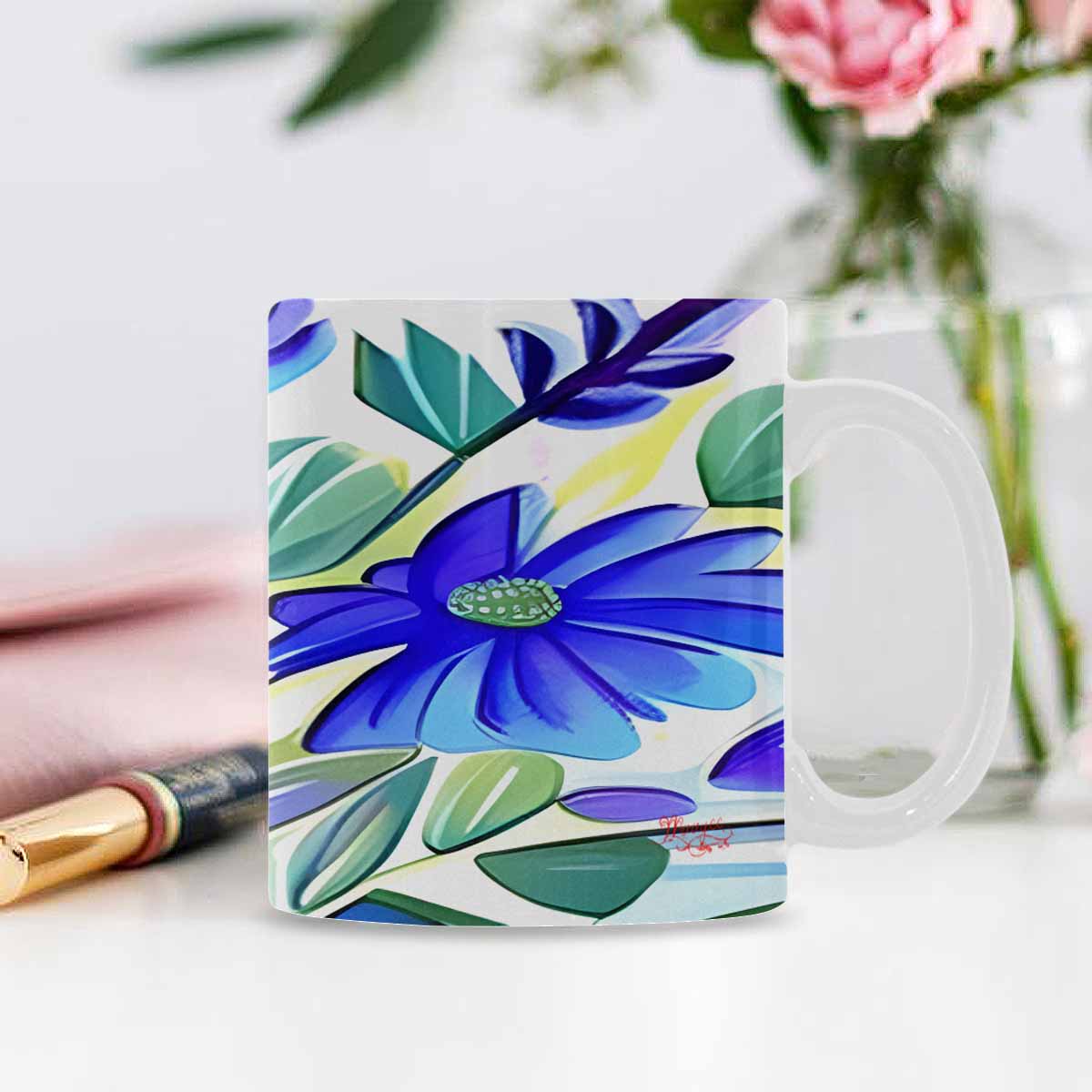 USA made Quality Mug, coffee mug, tea cup, Bright florals, Set 1, Design 58