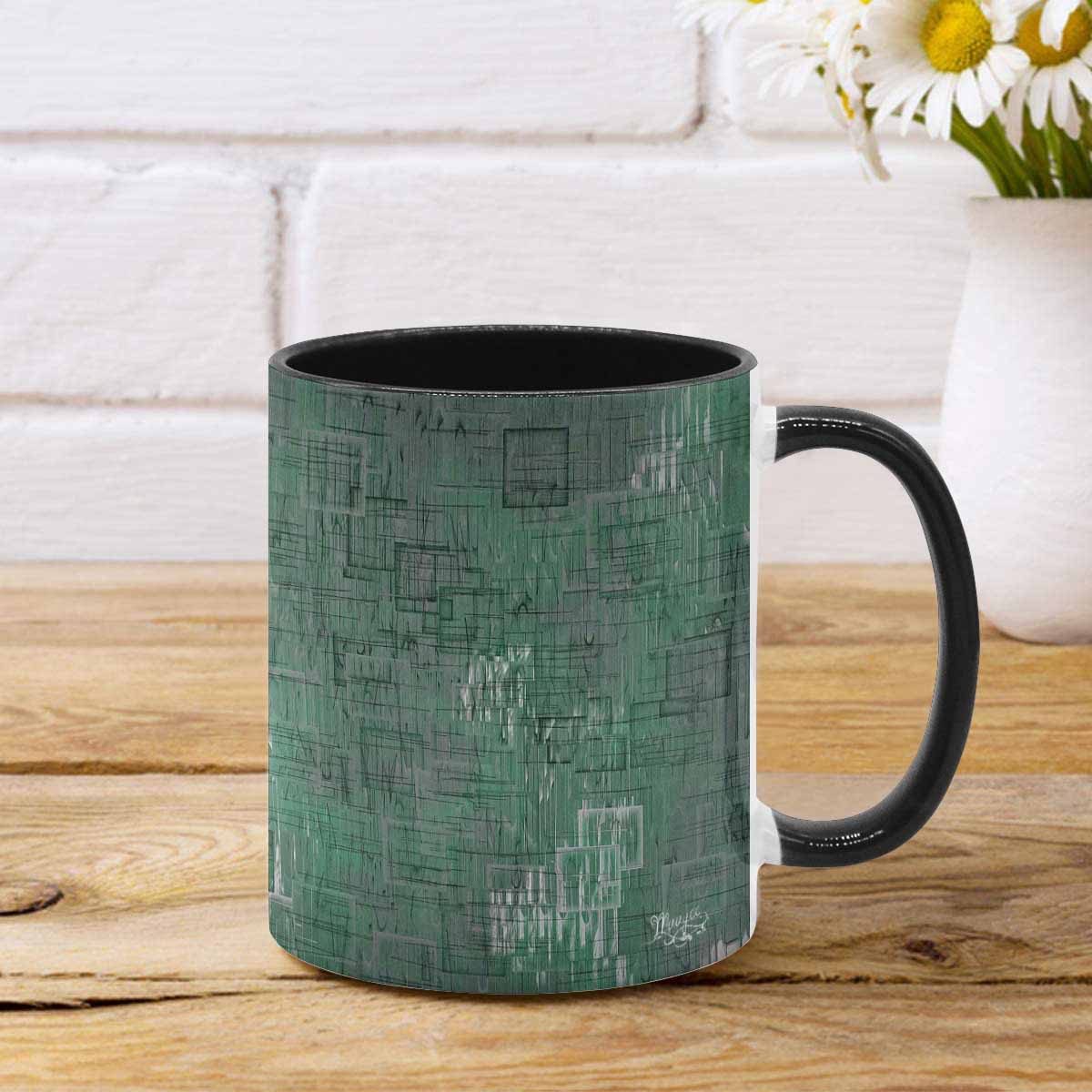 Coffee Mug, tea cup, black core, abstract, design 50