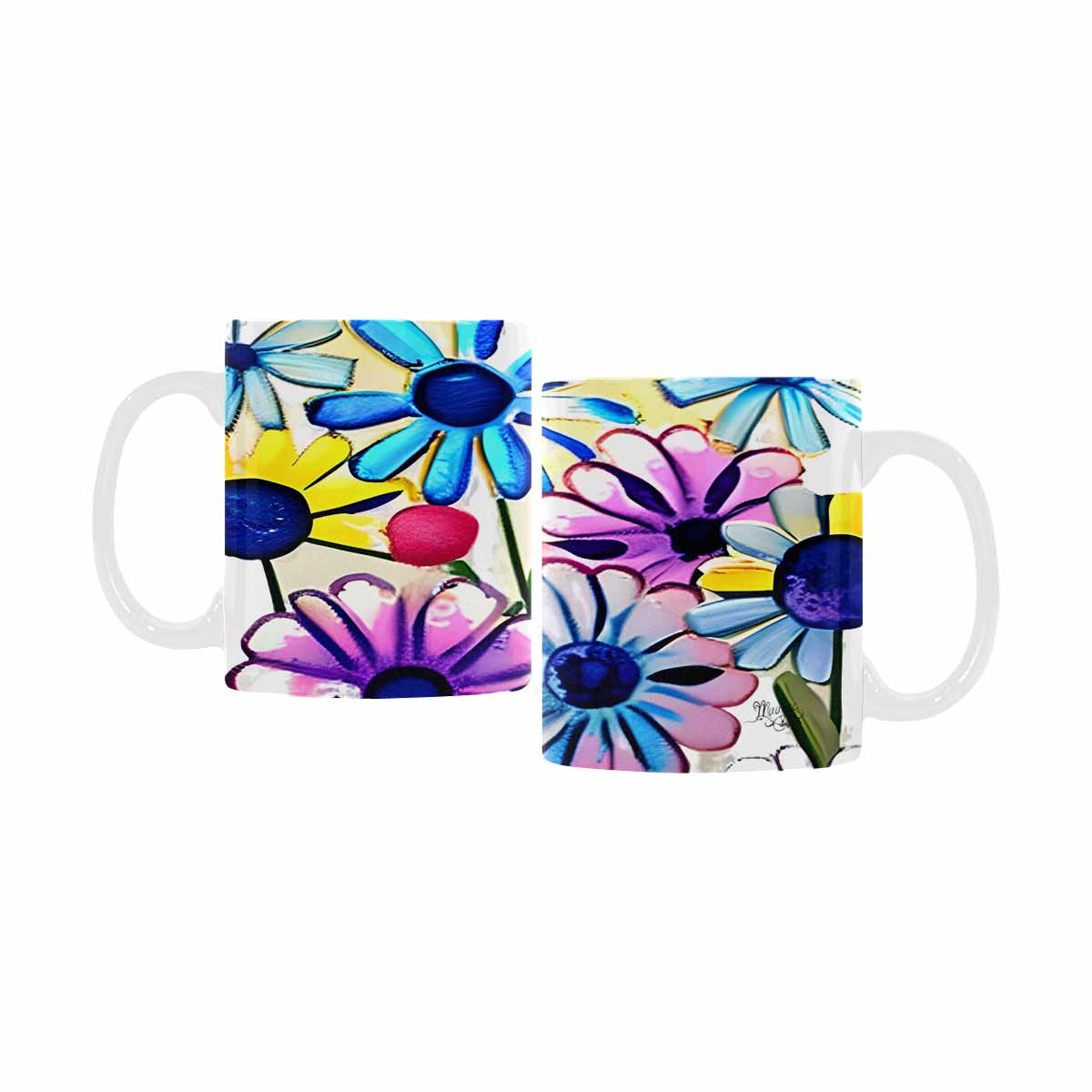 USA made Quality Mug, coffee mug, tea cup, Bright florals, Set 1A, Design 50