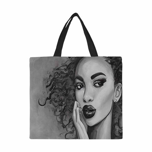 Canvas tote bag, Large, Black Faces, Set 1, design 37