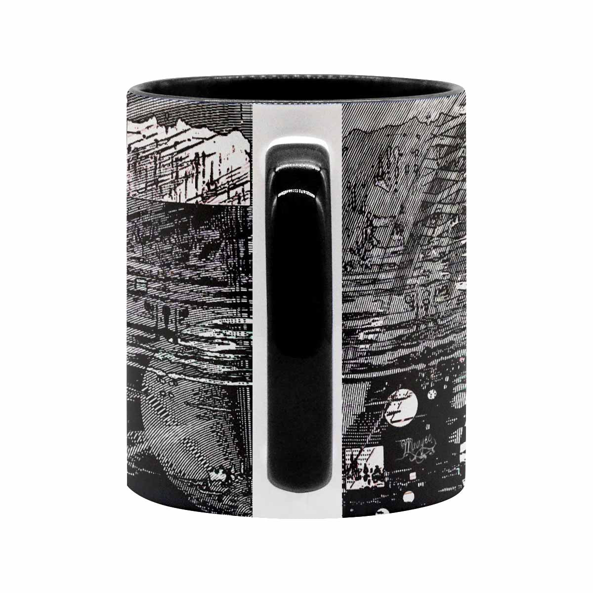 Coffee Mug, tea cup, black core, abstract, design 132