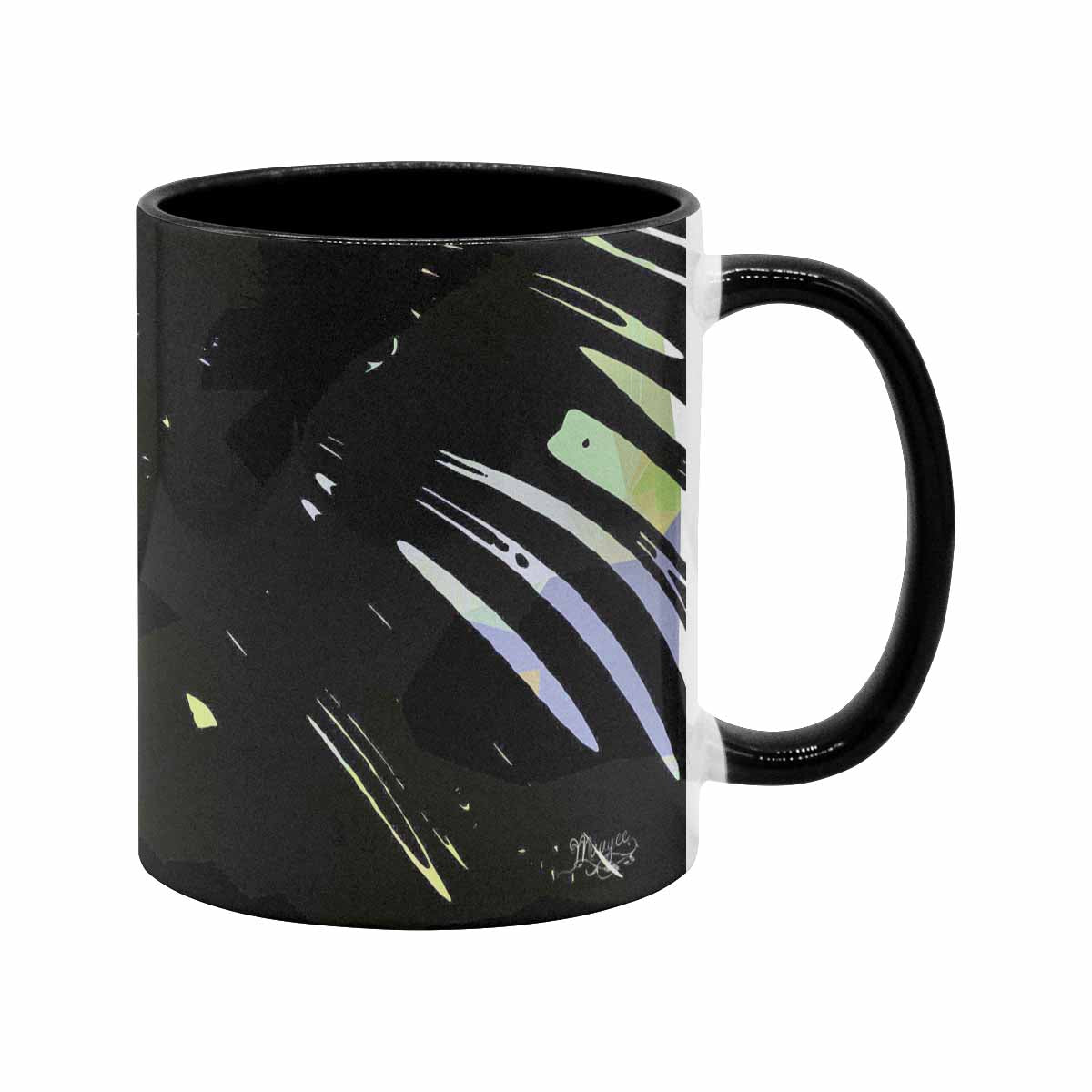 Coffee Mug, tea cup, black core, abstract, design 73