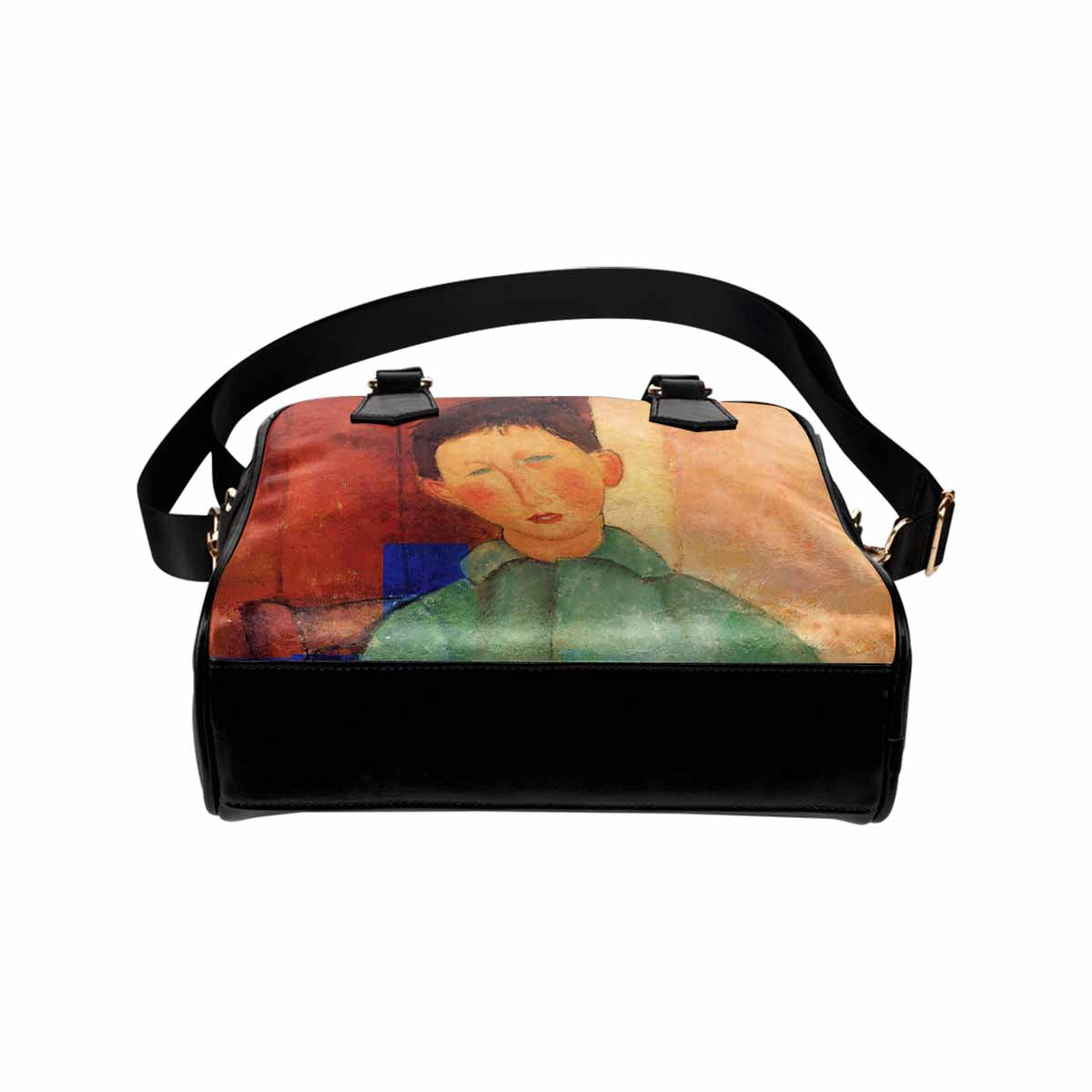 Shoulder PU Leather handbag, Modigliani design, choice of 2 colors, Boy in a blue jacket version 2