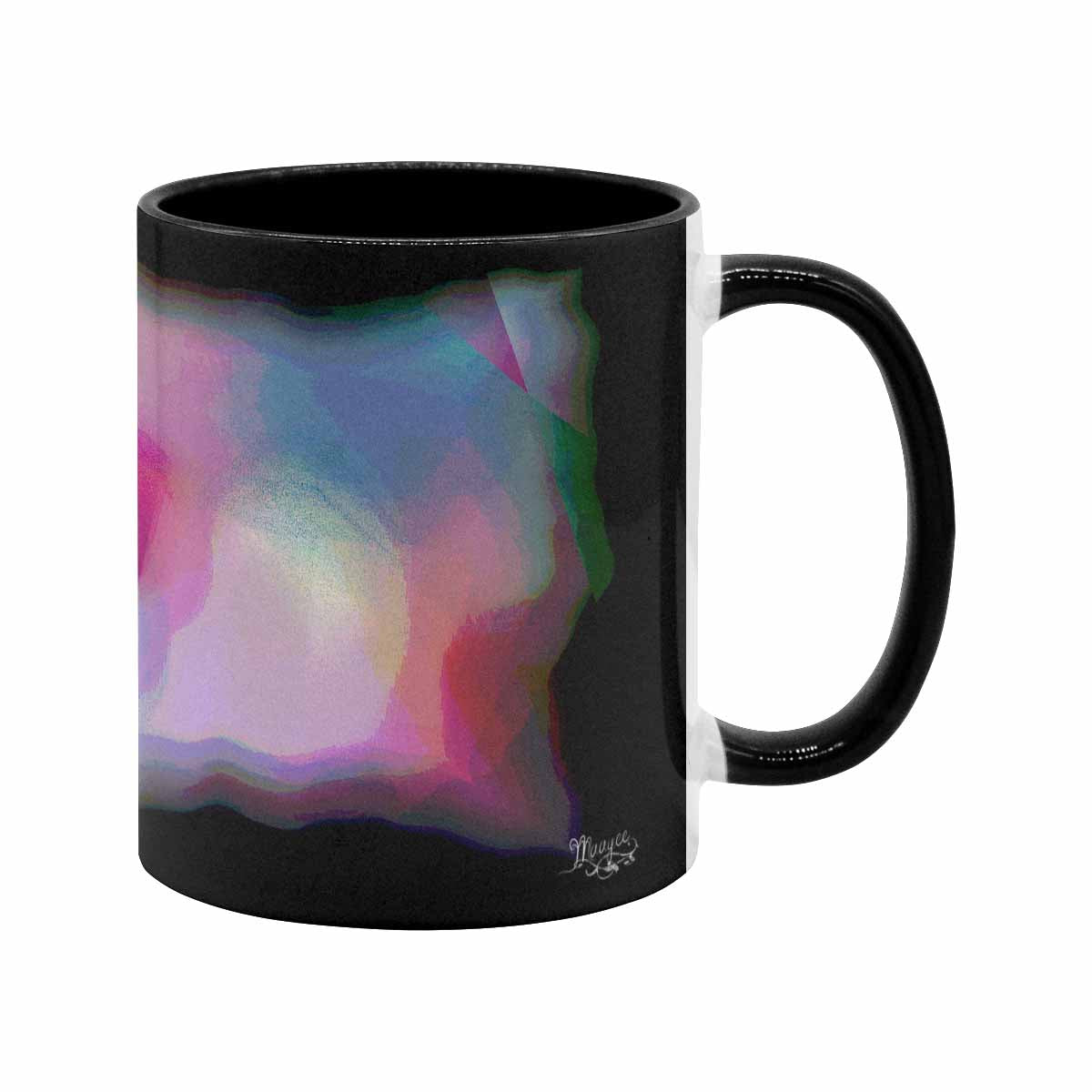 Coffee Mug, tea cup, black core, abstract, design 1