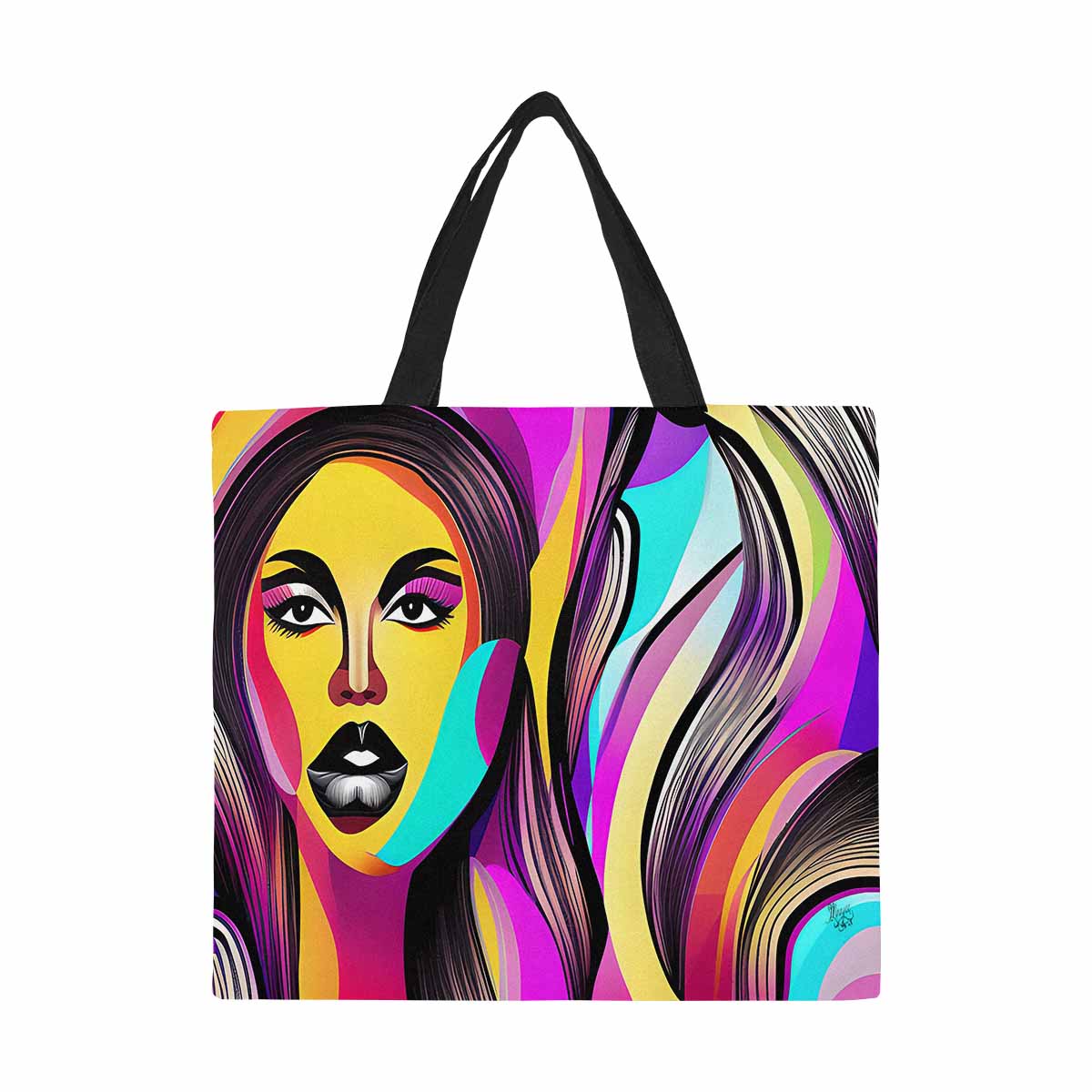 Canvas tote bag, Large, Black Faces, Set 1, design 34