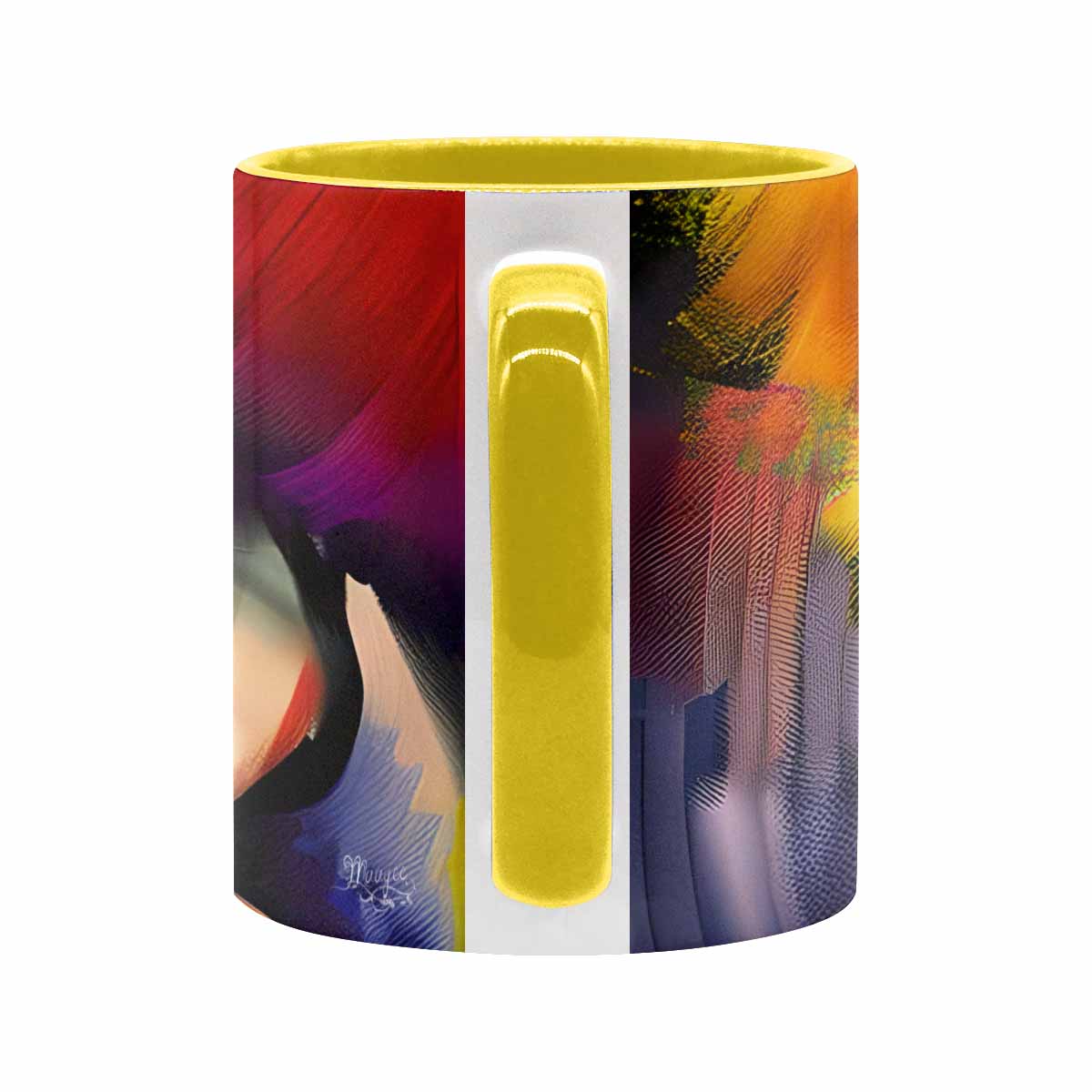 Coffee mug, tea cup, multicolor mug, caucasian type face, design 26