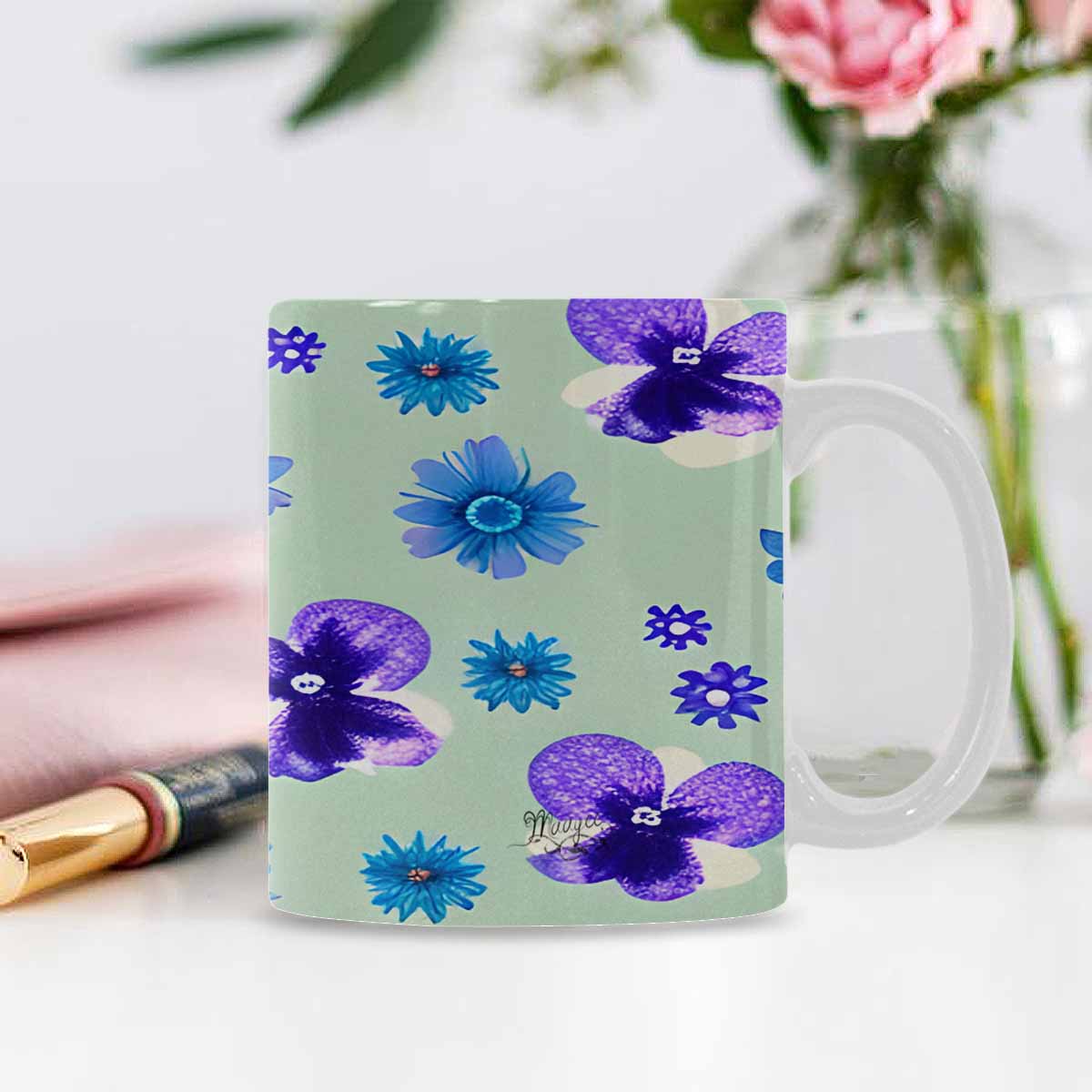 Quality Mug, coffee mug, tea cup, Bright florals, Set 1, Design 139