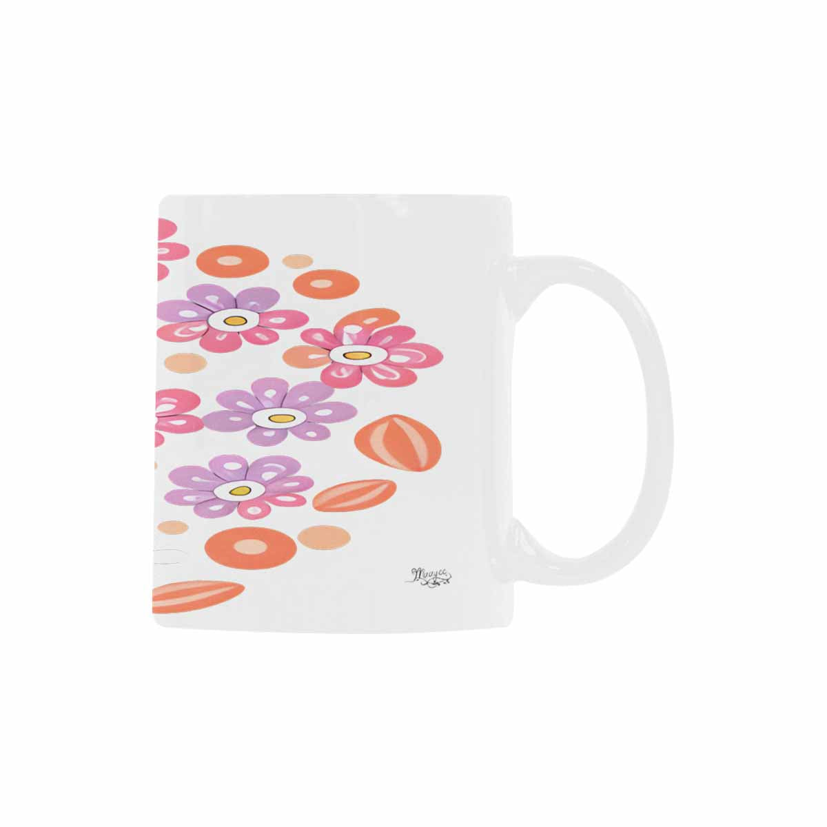 USA made Quality Mug, coffee mug, tea cup, Bright florals, Set 2, design 3