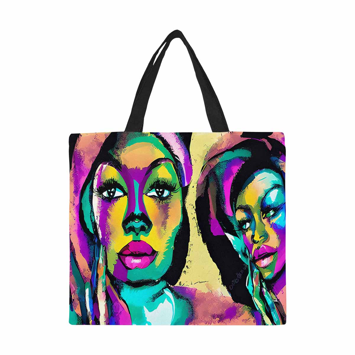 Canvas tote bag, Large, Black Faces, Set 1, design 26