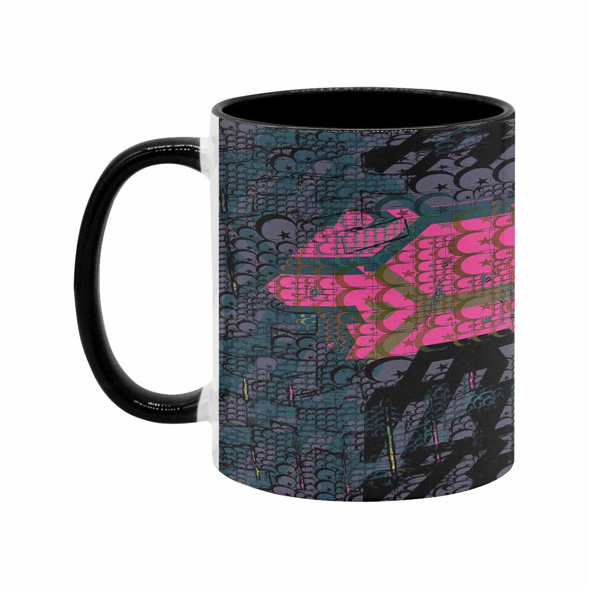 Coffee Mug, tea cup, black core, abstract, design 45