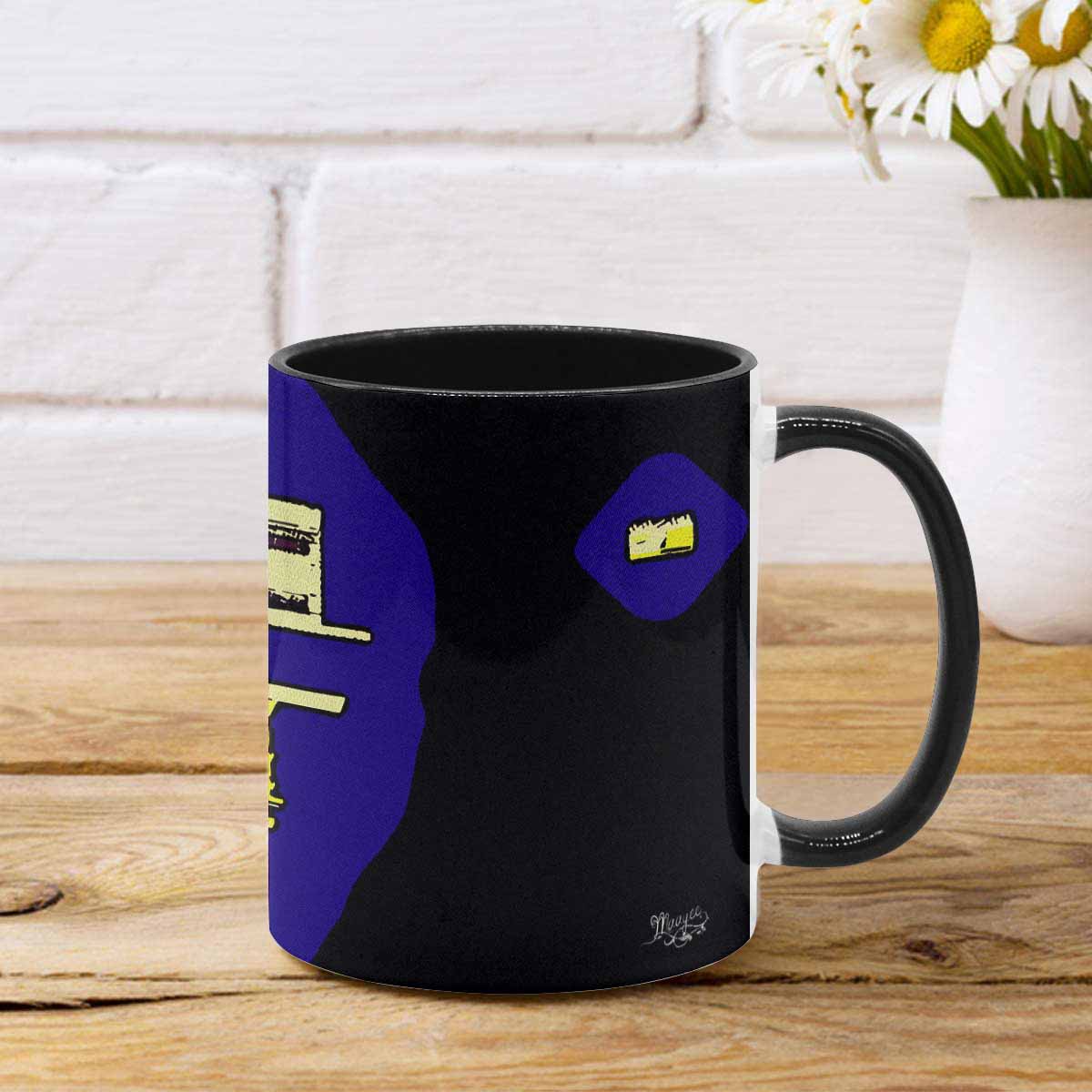Coffee Mug, tea cup, black core, abstract, design 38