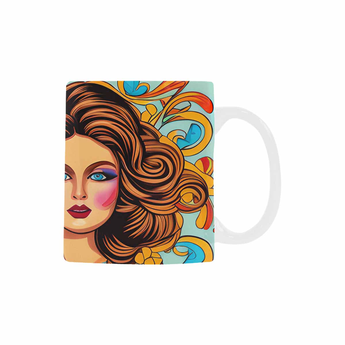 USA, Color Coffee Mug, tea cup, caucasian Face, design 39