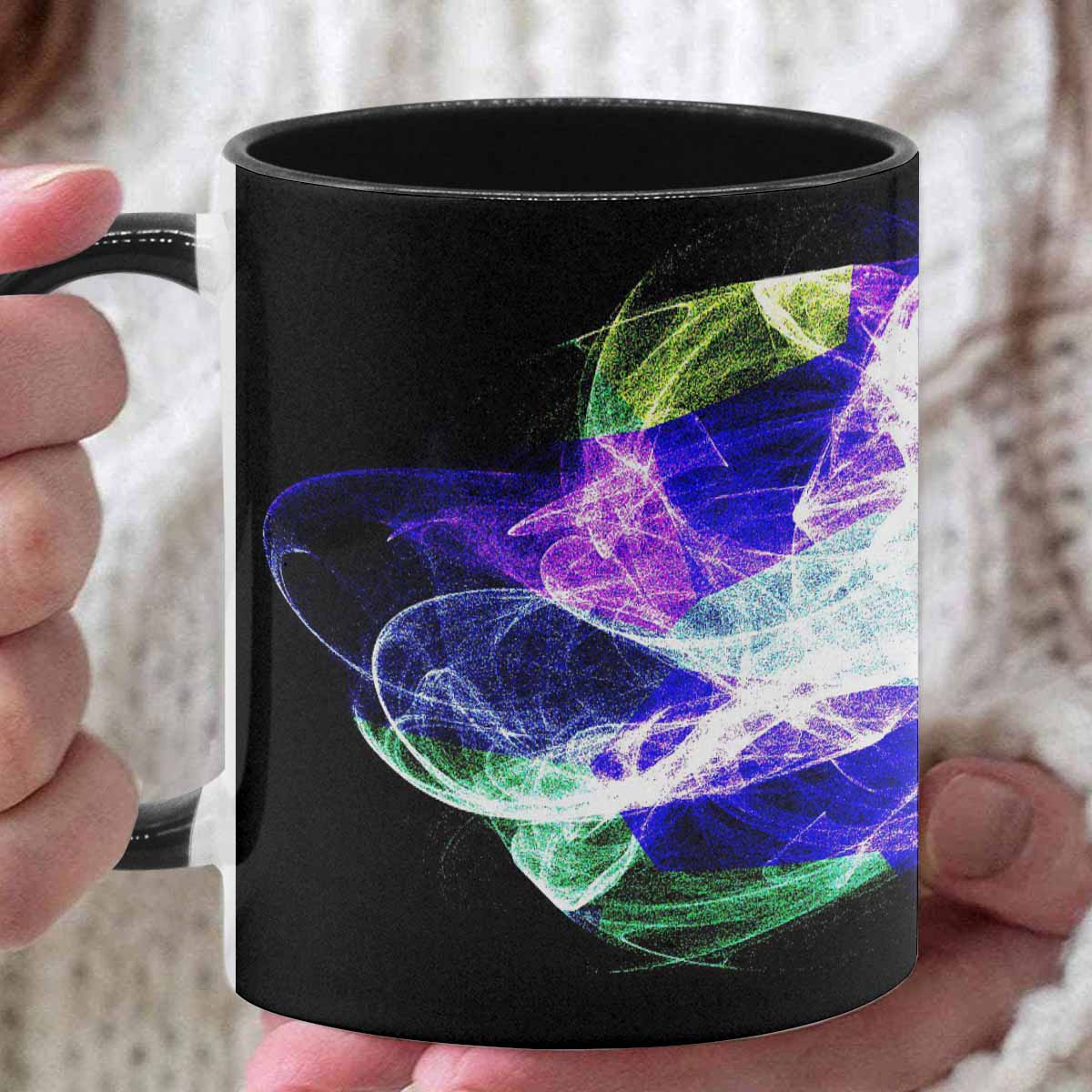 Coffee Mug, tea cup, black core, abstract, design 11