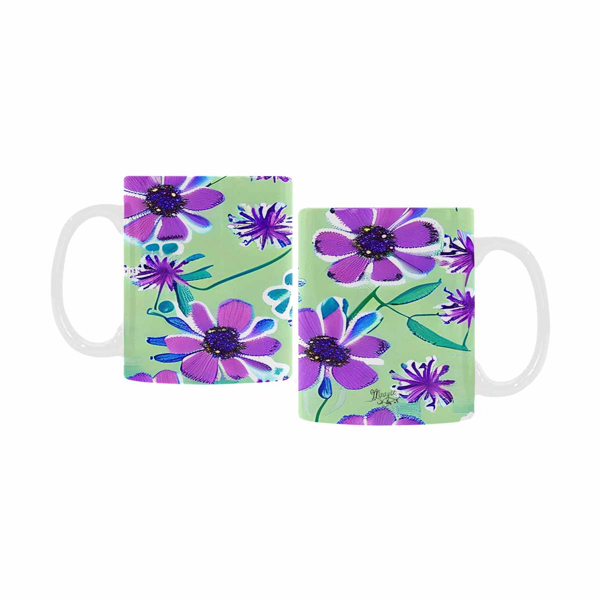 USA made Quality Mug, coffee mug, tea cup, Bright florals, Set 1, Design 143