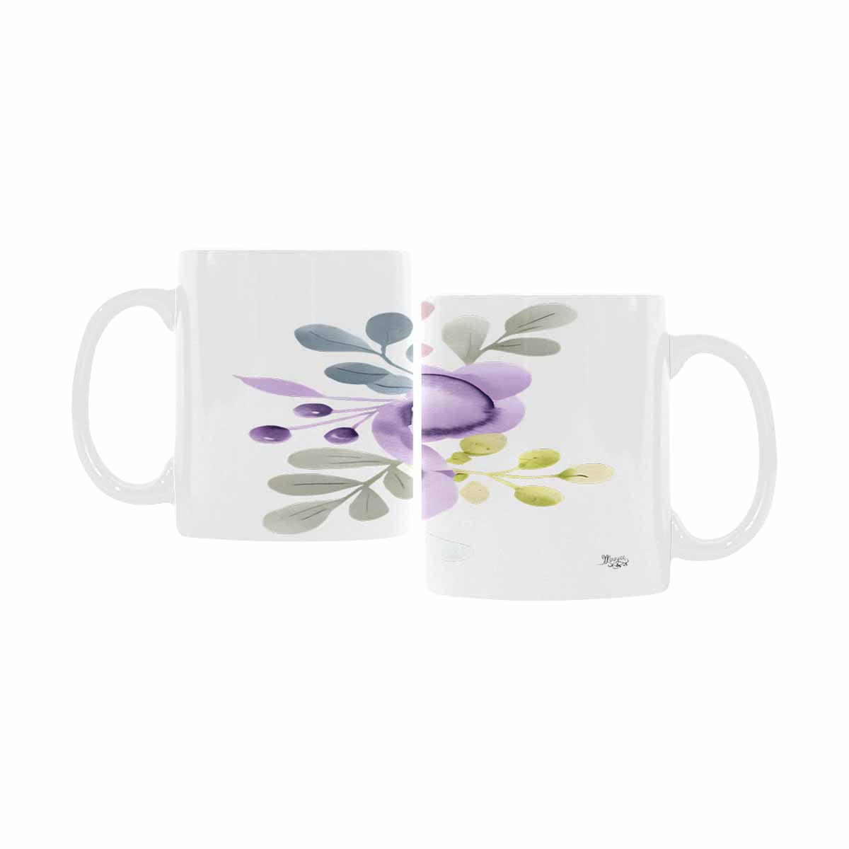 USA made Quality Mug, coffee mug, tea cup, Bright florals, Set 2, design 28