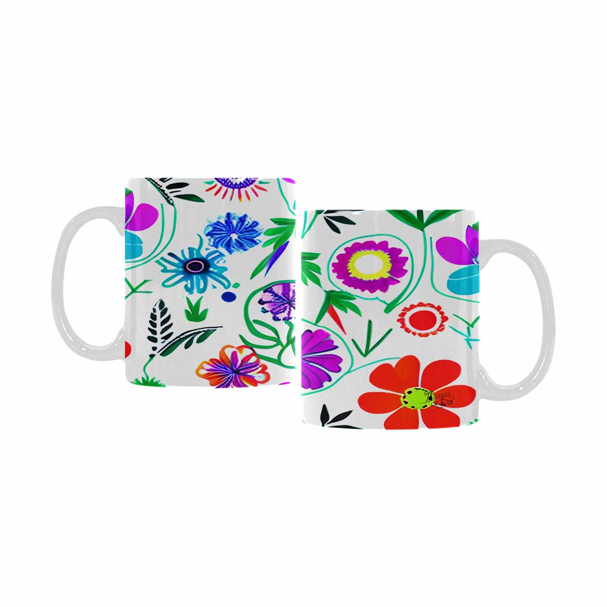 Quality Mug, coffee mug, tea cup, Bright florals, Set 1, Design 128