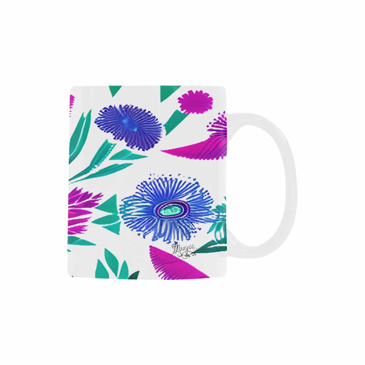 USA made Quality Mug, coffee mug, tea cup, Bright florals, Set 1A, Design 136