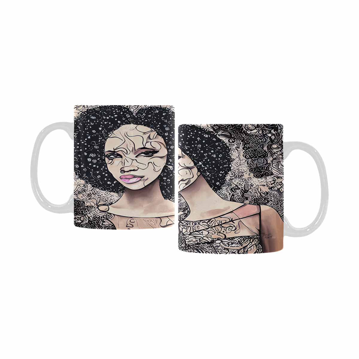 Quality Mug, coffee mug, tea cup, Black Faces, Set 1, design 19