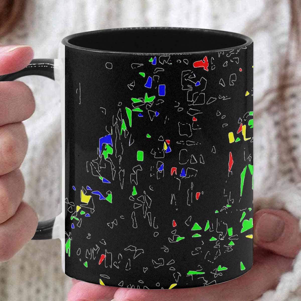 Coffee Mug, tea cup, black core, abstract, design 95