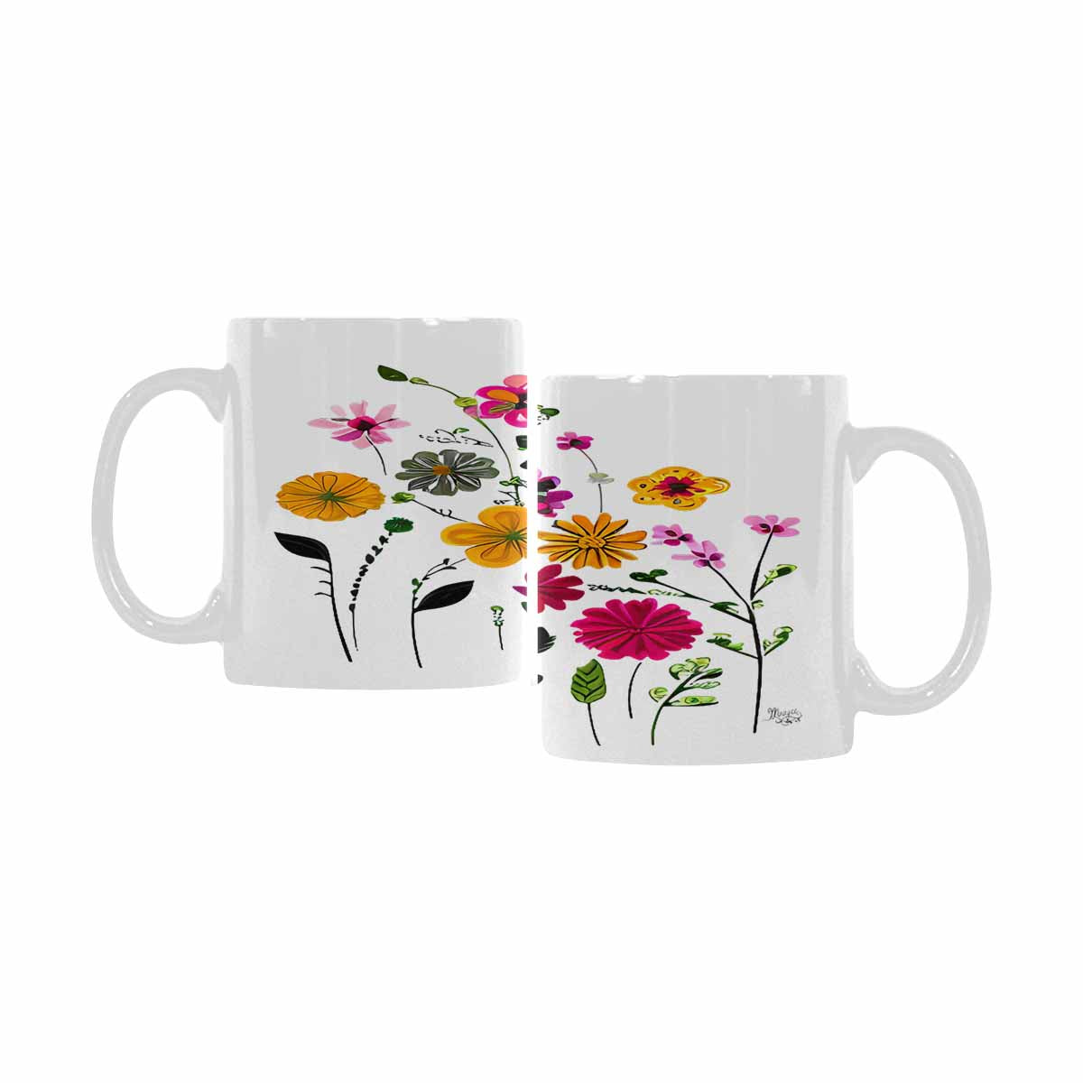 Quality Mug, coffee mug, tea cup, Bright florals, Set 2, design 77