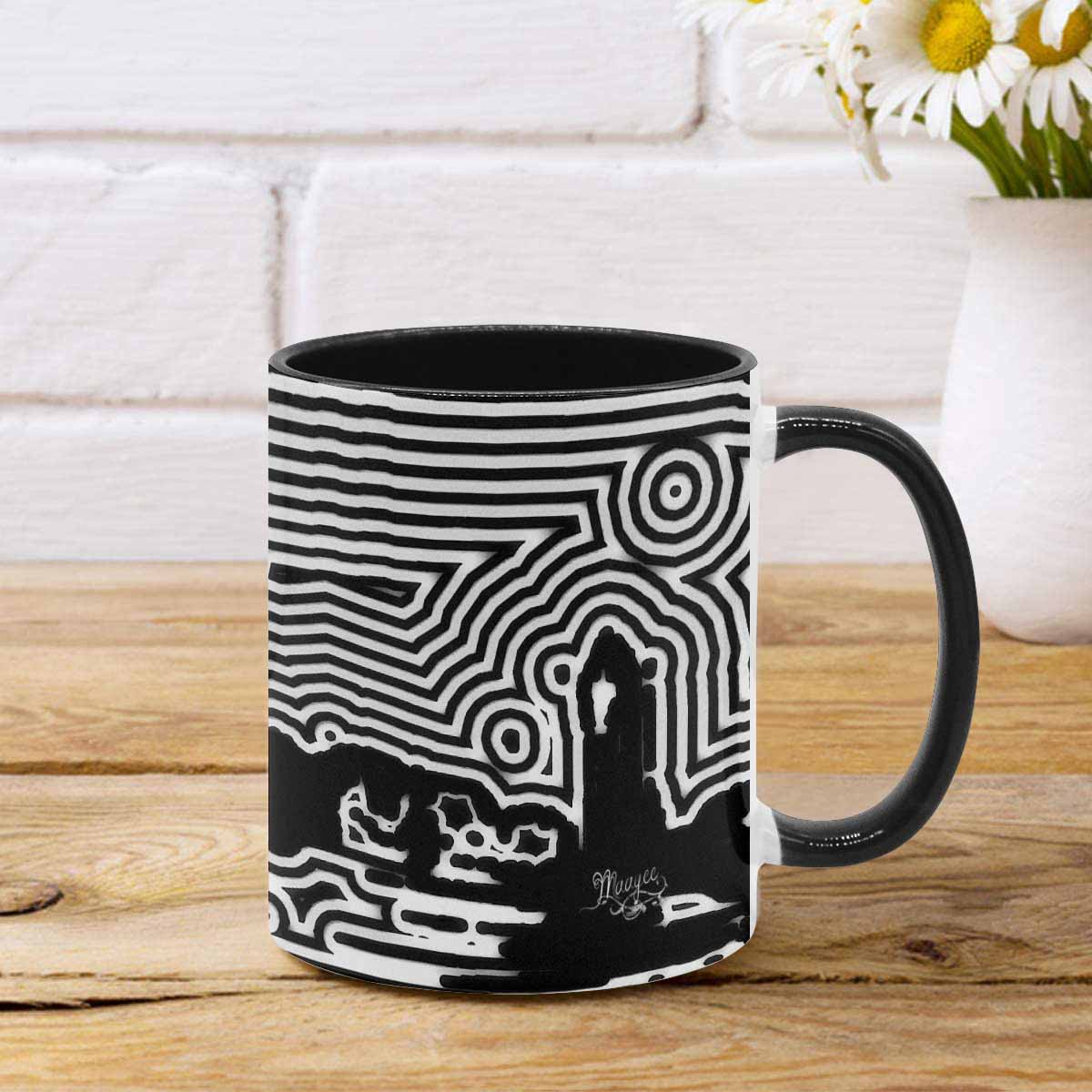 Coffee Mug, tea cup, black core, abstract, design 36