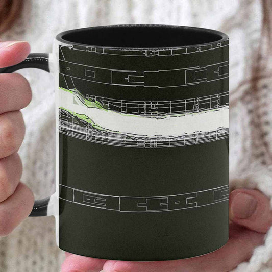 Coffee Mug, tea cup, black core, abstract, design 96