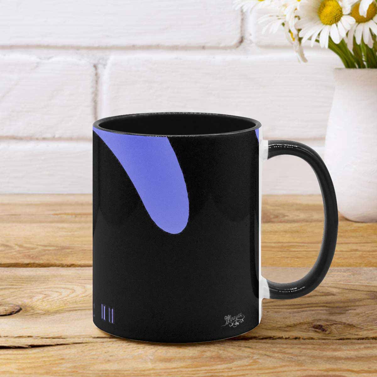 Coffee Mug, tea cup, black core, abstract, design 77