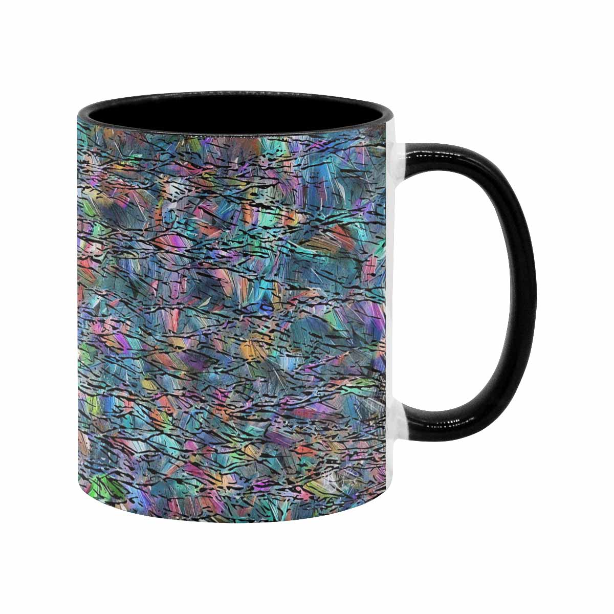 Coffee Mug, tea cup, black core, abstract, design 54