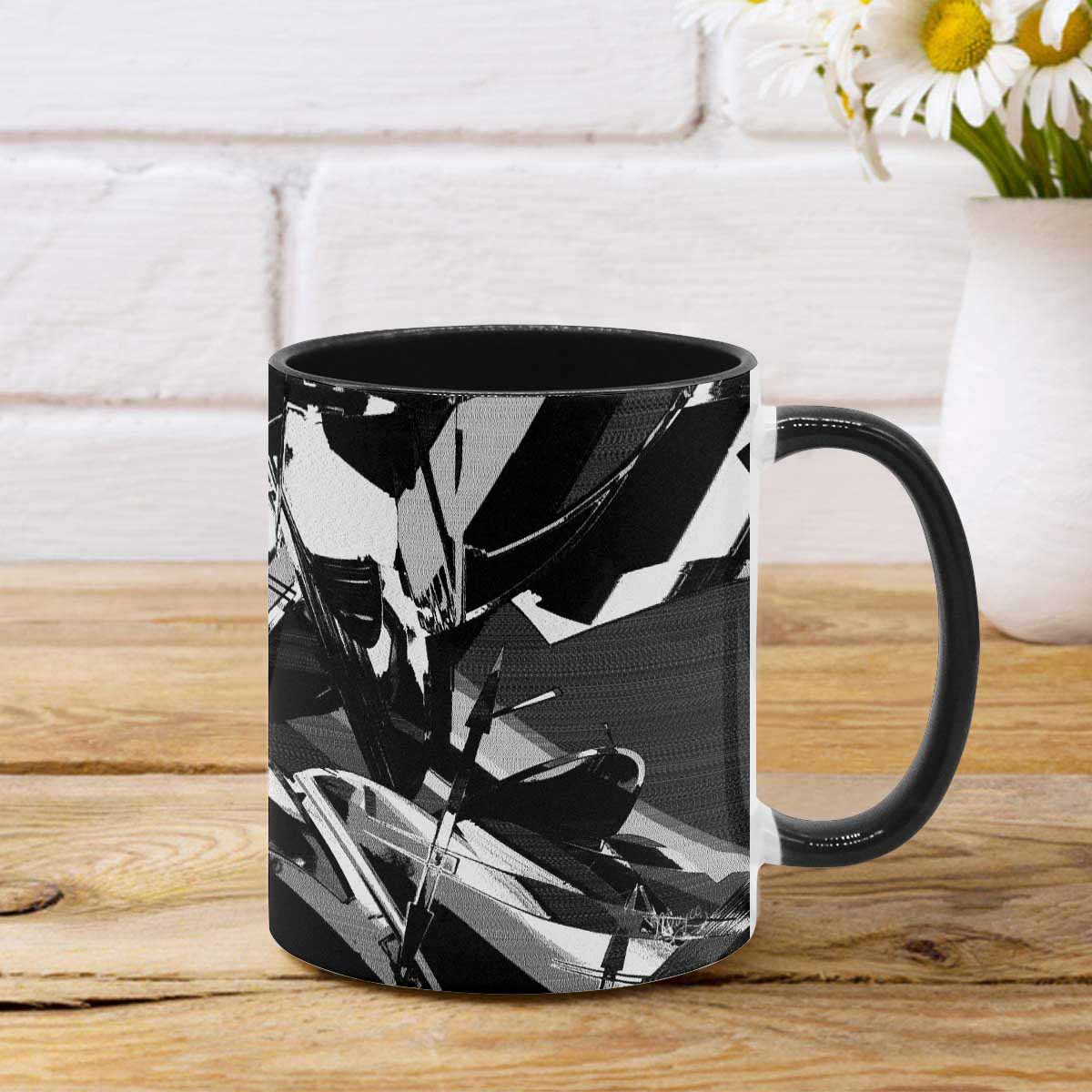 Coffee Mug, tea cup, black core, abstract, design 63