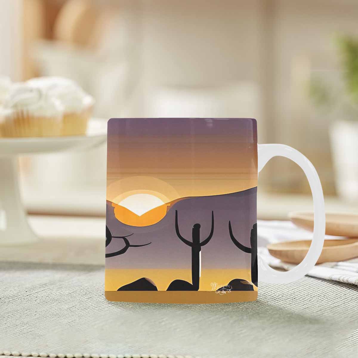 Coffee Mug, tea cup, desert scene, design 34