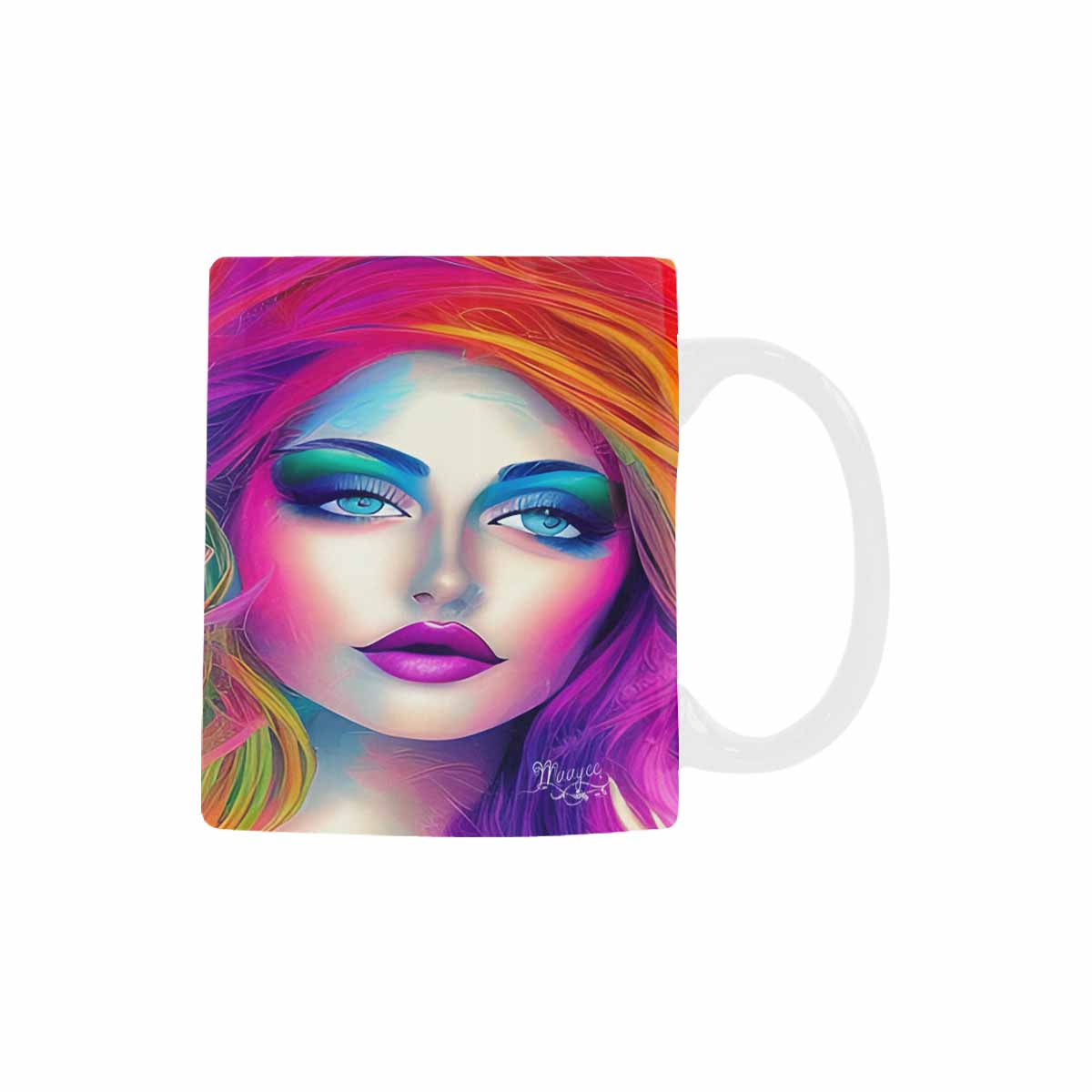 USA, Color Coffee Mug, tea cup, caucasian Face, design 35