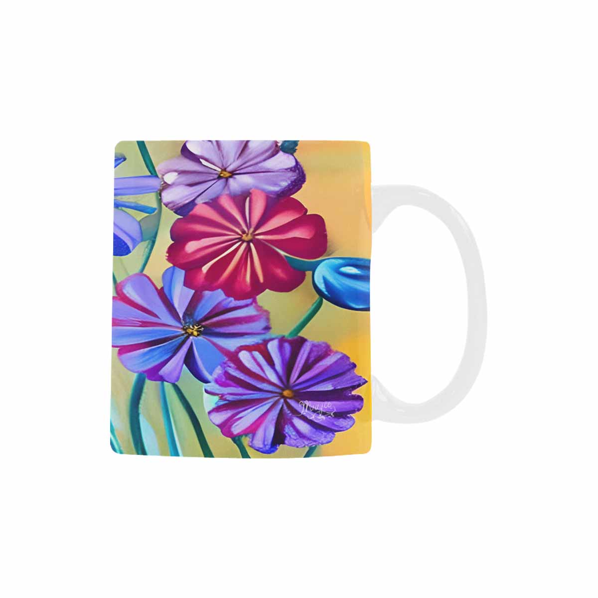 USA made Quality Mug, coffee mug, tea cup, Bright florals, Set 1, Design 41