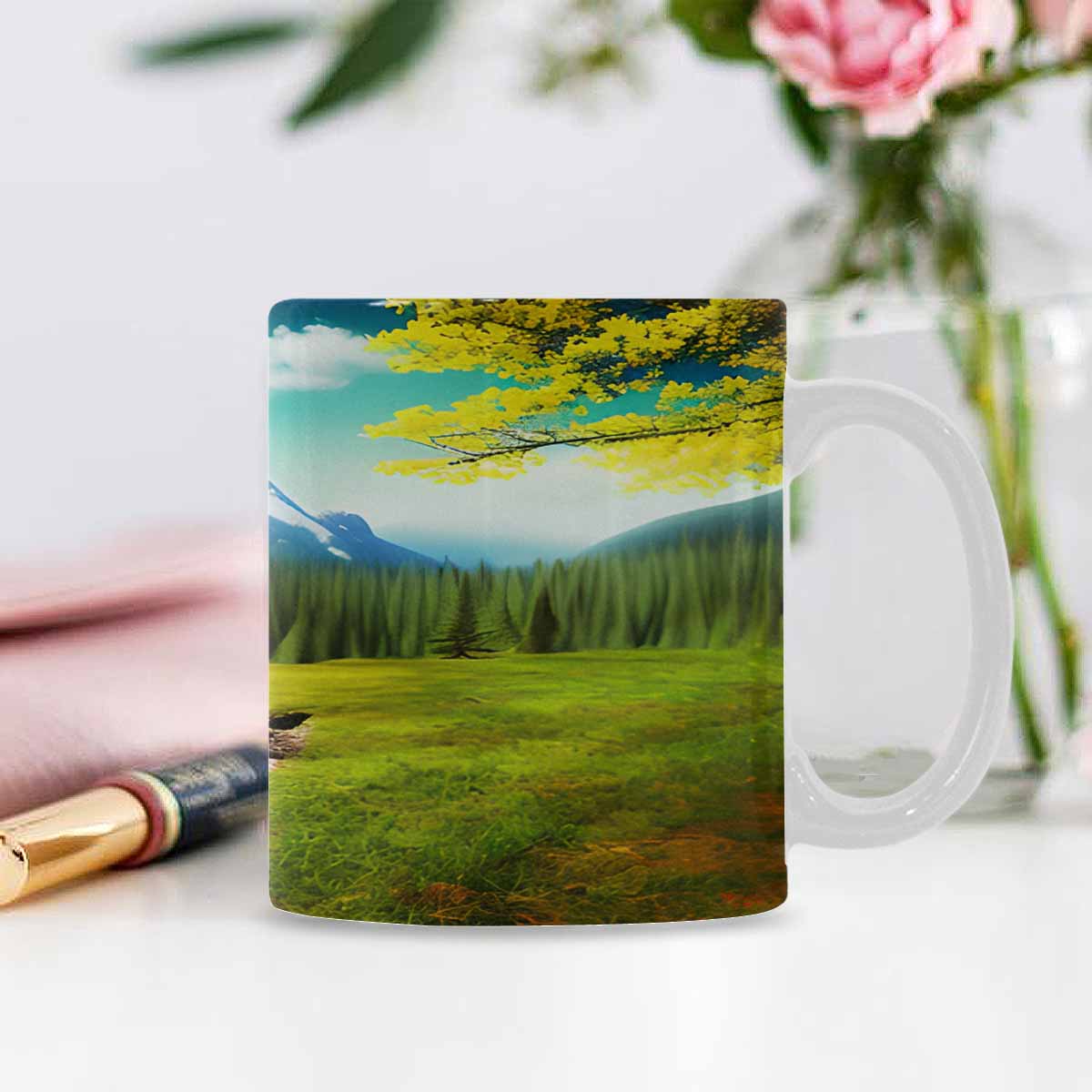 Rivers & Mountains Landscape mugs, set 1 design 8