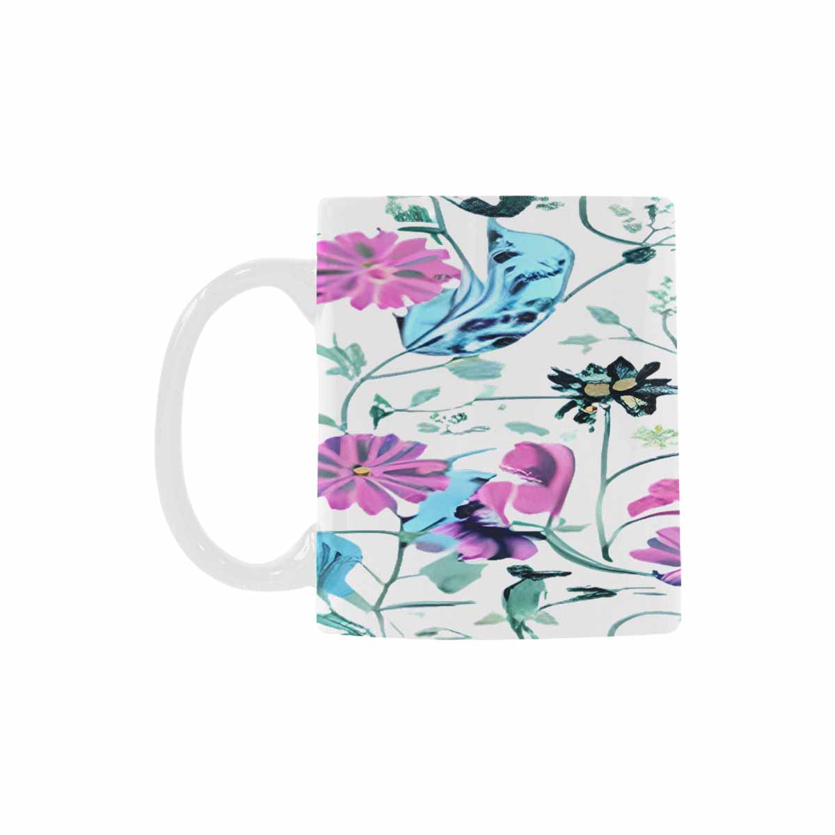 USA made Quality Mug, coffee mug, tea cup, Bright florals, Set 2, design 30