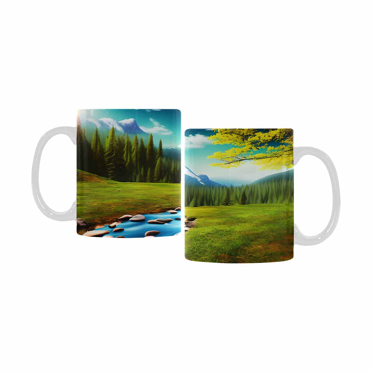 Rivers & Mountains Landscape mugs, set 1 design 8