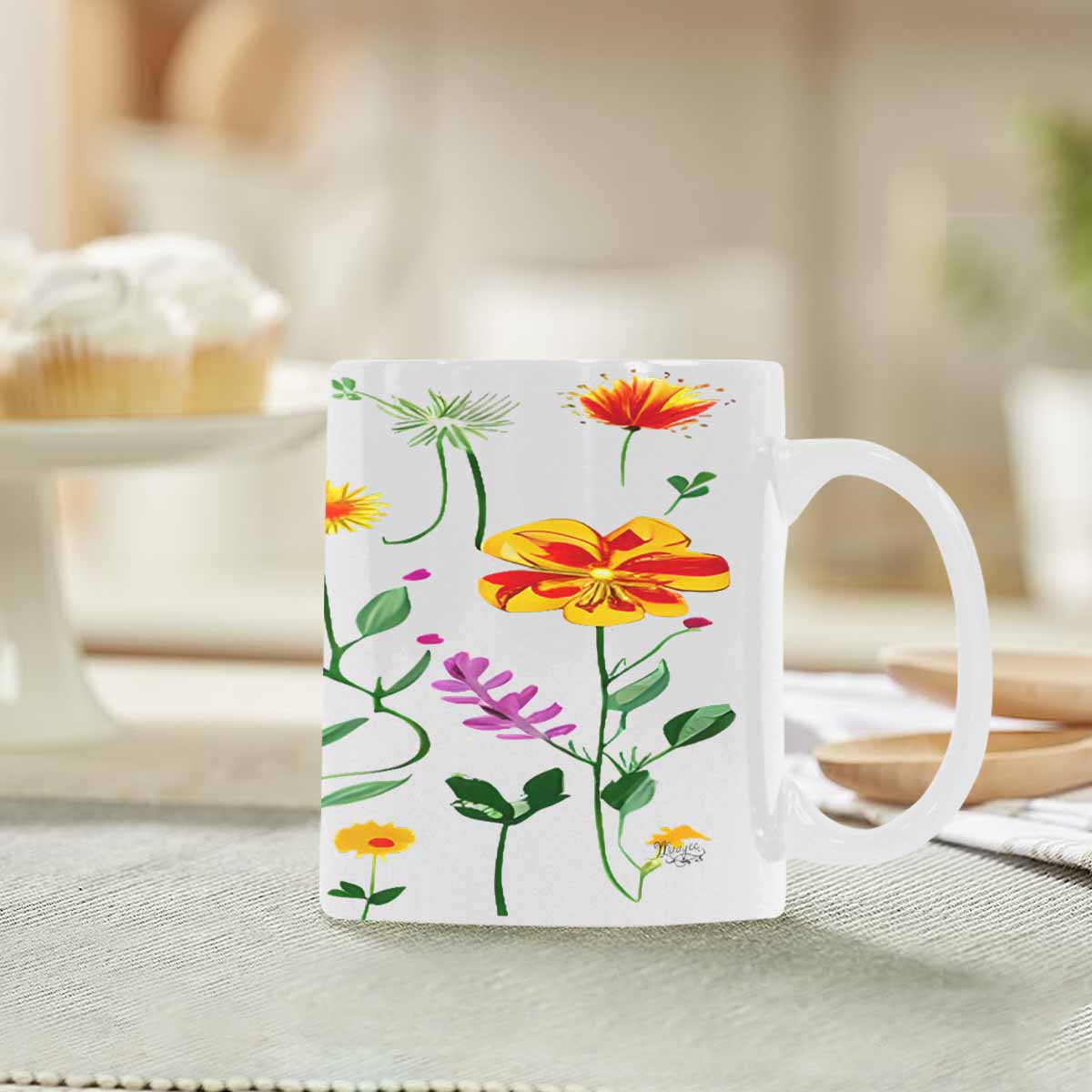 Quality Mug, coffee mug, tea cup, Bright florals, Set 2, design 69