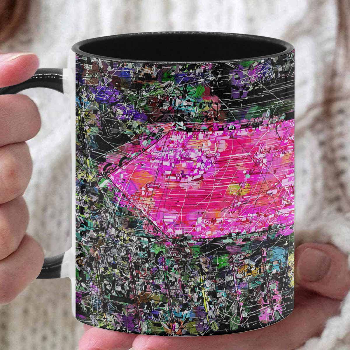 Coffee Mug, tea cup, black core, abstract, design 134