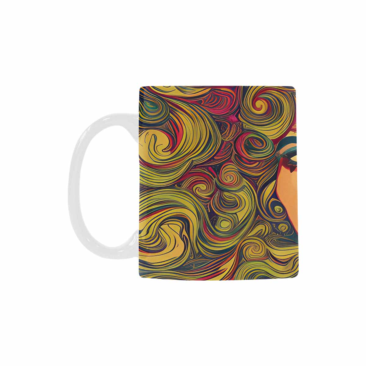 USA, Color Coffee Mug, tea cup, caucasian Face, design 37